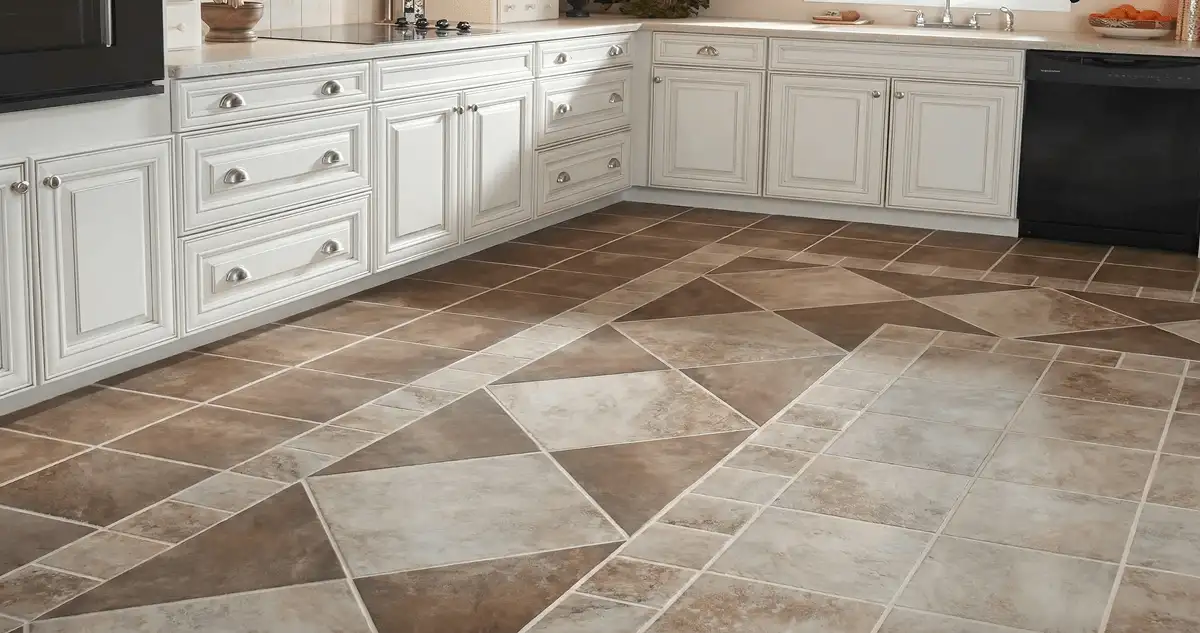 Kitchen with white cabinets and a professionally installed tile floor in Sioux Falls, SD